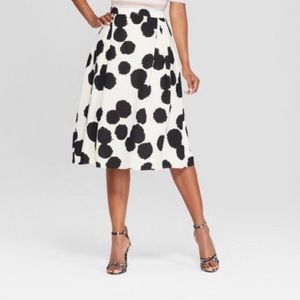 WHO WHAT WEAR Black and White Polka Dot Skirt